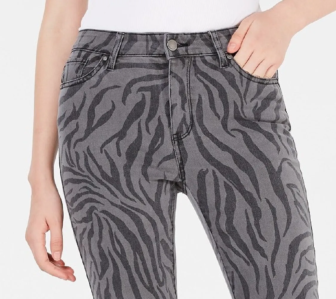 Tinseltown Juniors' Zebra-Print Skinny Jeans Gray Size 3