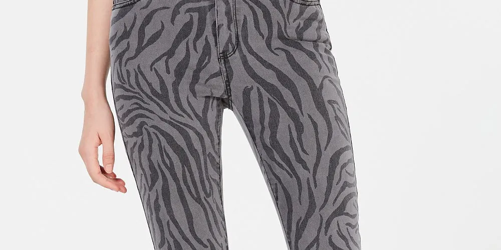 Tinseltown Juniors' Zebra-Print Skinny Jeans Gray Size 7