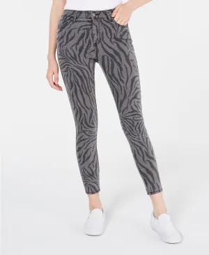 Tinseltown Juniors' Zebra-Print Skinny Jeans Gray Size 7