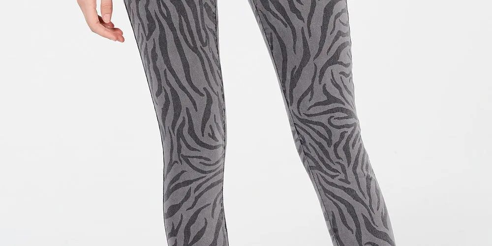 Tinseltown Juniors' Zebra-Print Skinny Jeans Gray Size 7
