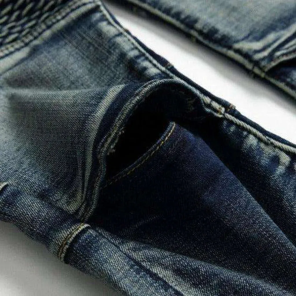 Vintage blue men's biker jeans