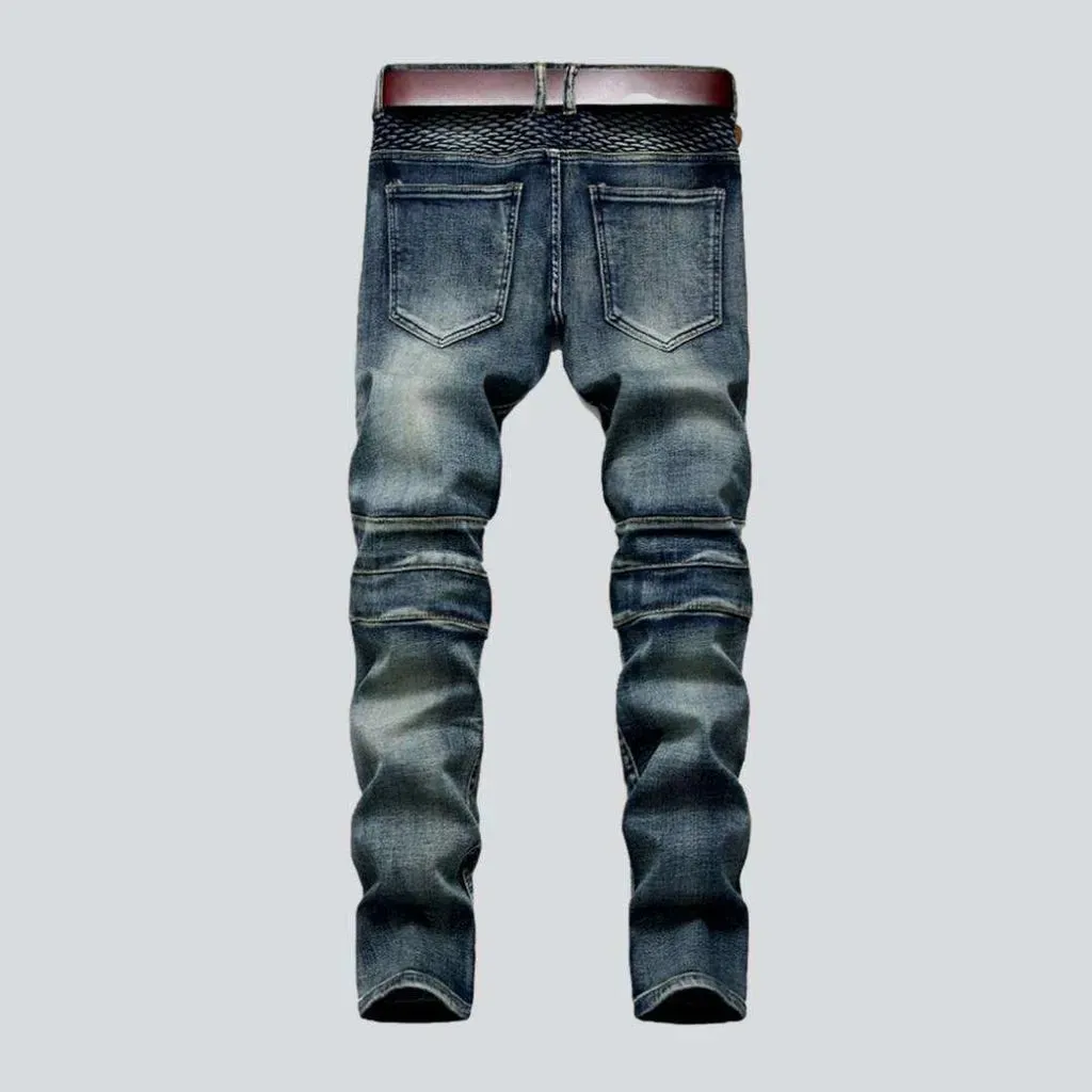 Vintage blue men's biker jeans