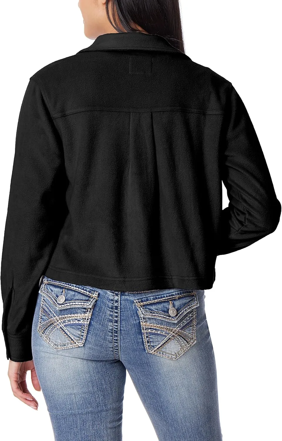 WallFlower Women's Chloe Polar Cozy Fleece Boyfriend Spring, Summer and Fall Light Shacket Jackets