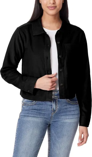 WallFlower Women's Chloe Polar Cozy Fleece Boyfriend Spring, Summer and Fall Light Shacket Jackets