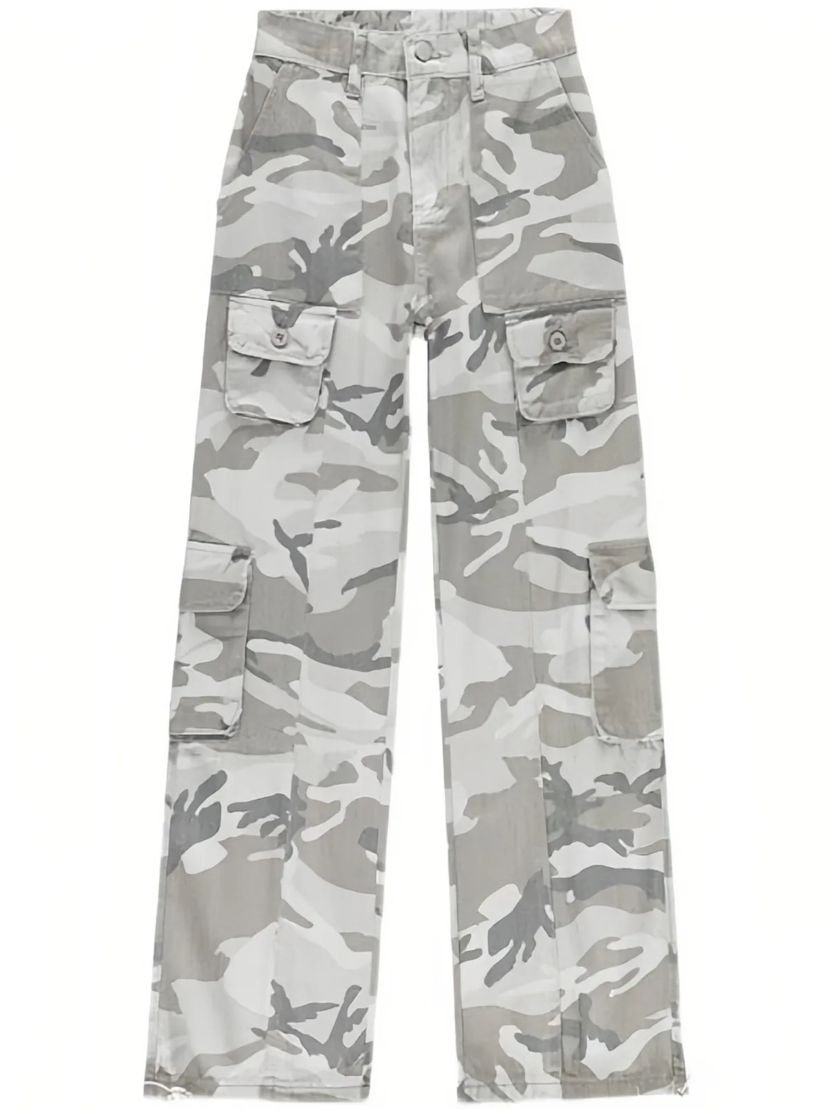 Wenkouban Gray vintage camo baggy cargo jeans