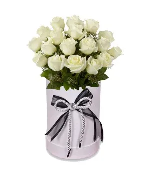 White and White  18 Roses