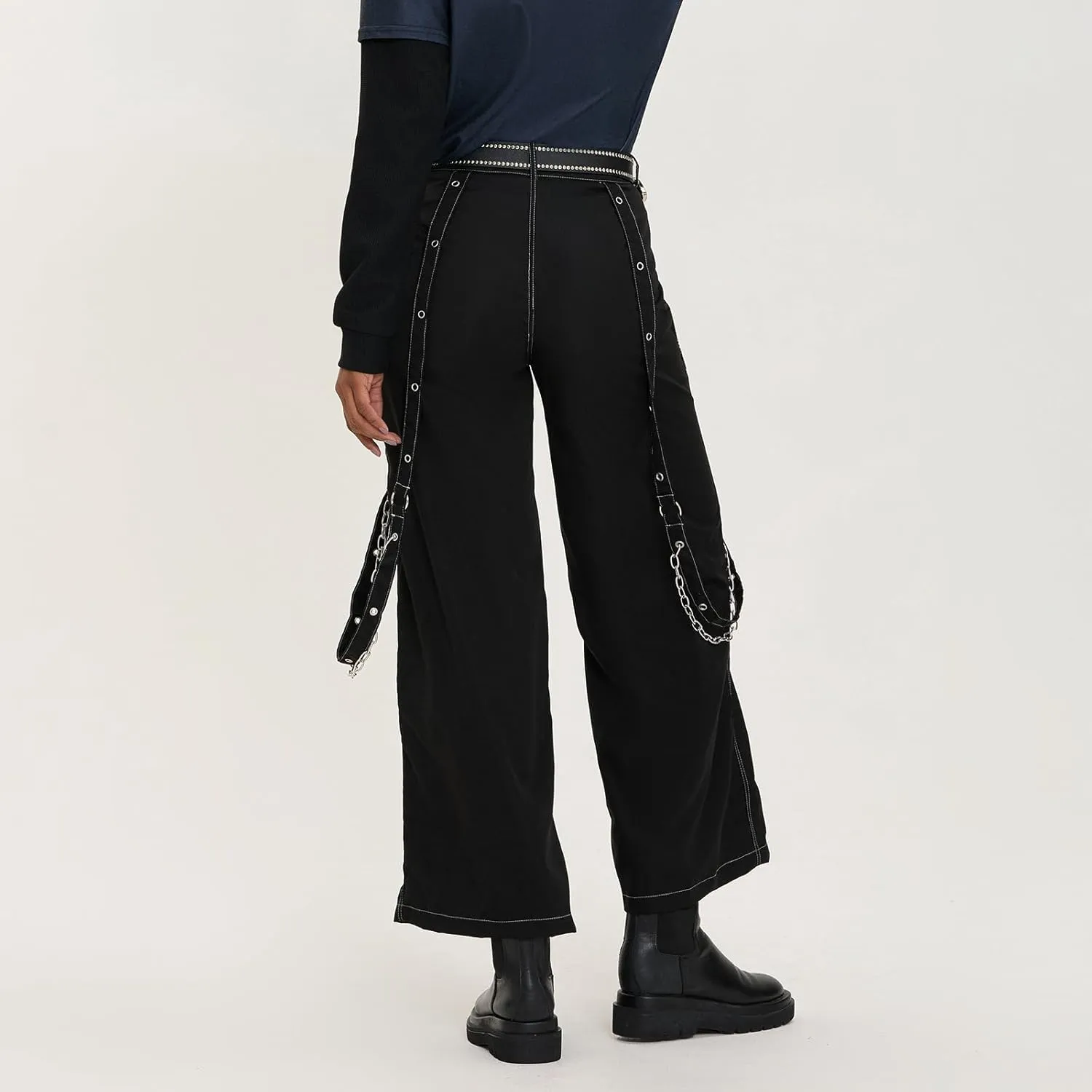 Women Vintage Baggy Jeans Grunge Gothic Tripp Pants Punk Goth Wide Leg Denim Pants Y2k Loose Casual Jeans Streetwear