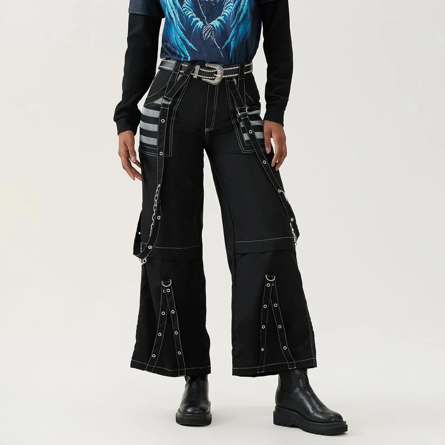 Women Vintage Baggy Jeans Grunge Gothic Tripp Pants Punk Goth Wide Leg Denim Pants Y2k Loose Casual Jeans Streetwear