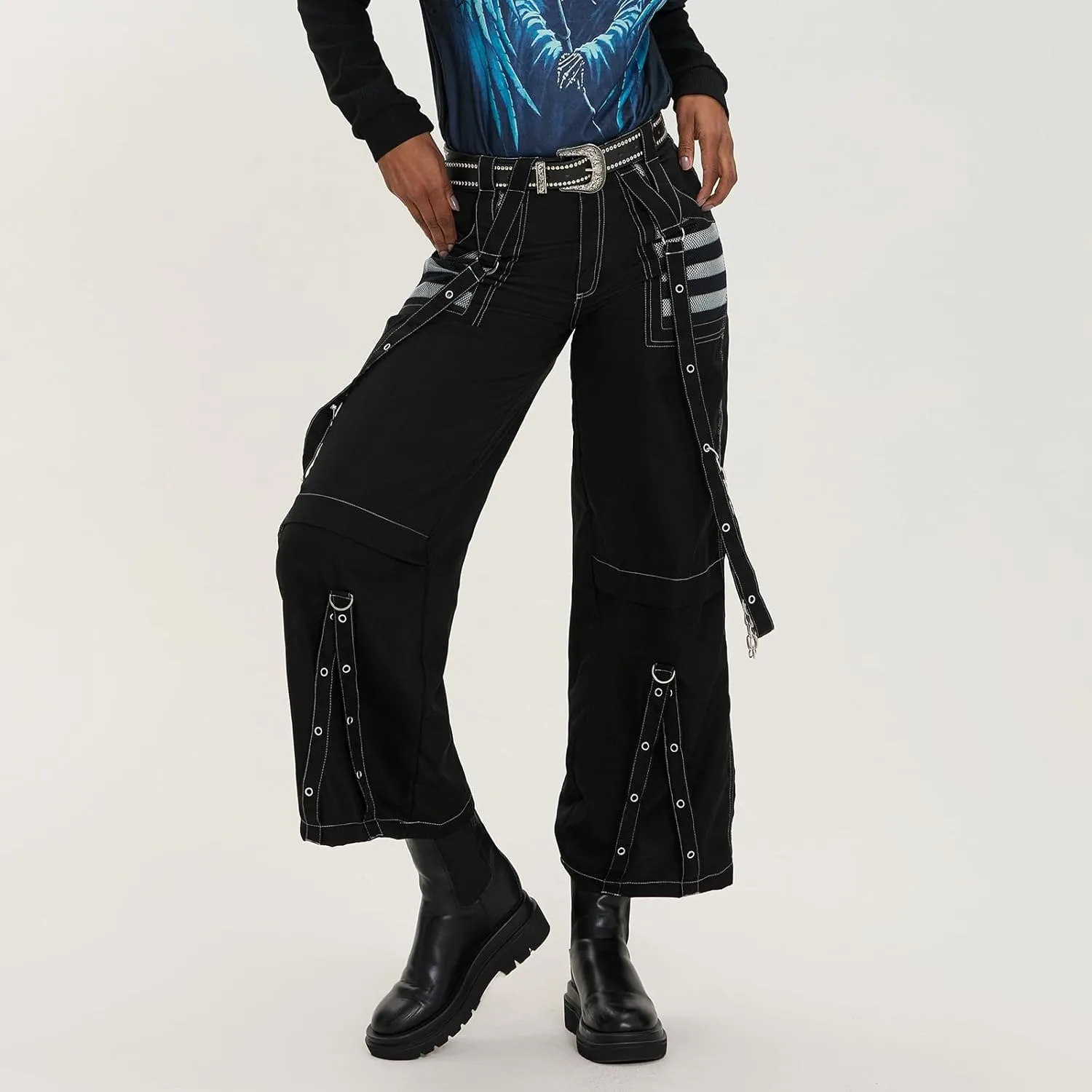 Women Vintage Baggy Jeans Grunge Gothic Tripp Pants Punk Goth Wide Leg Denim Pants Y2k Loose Casual Jeans Streetwear