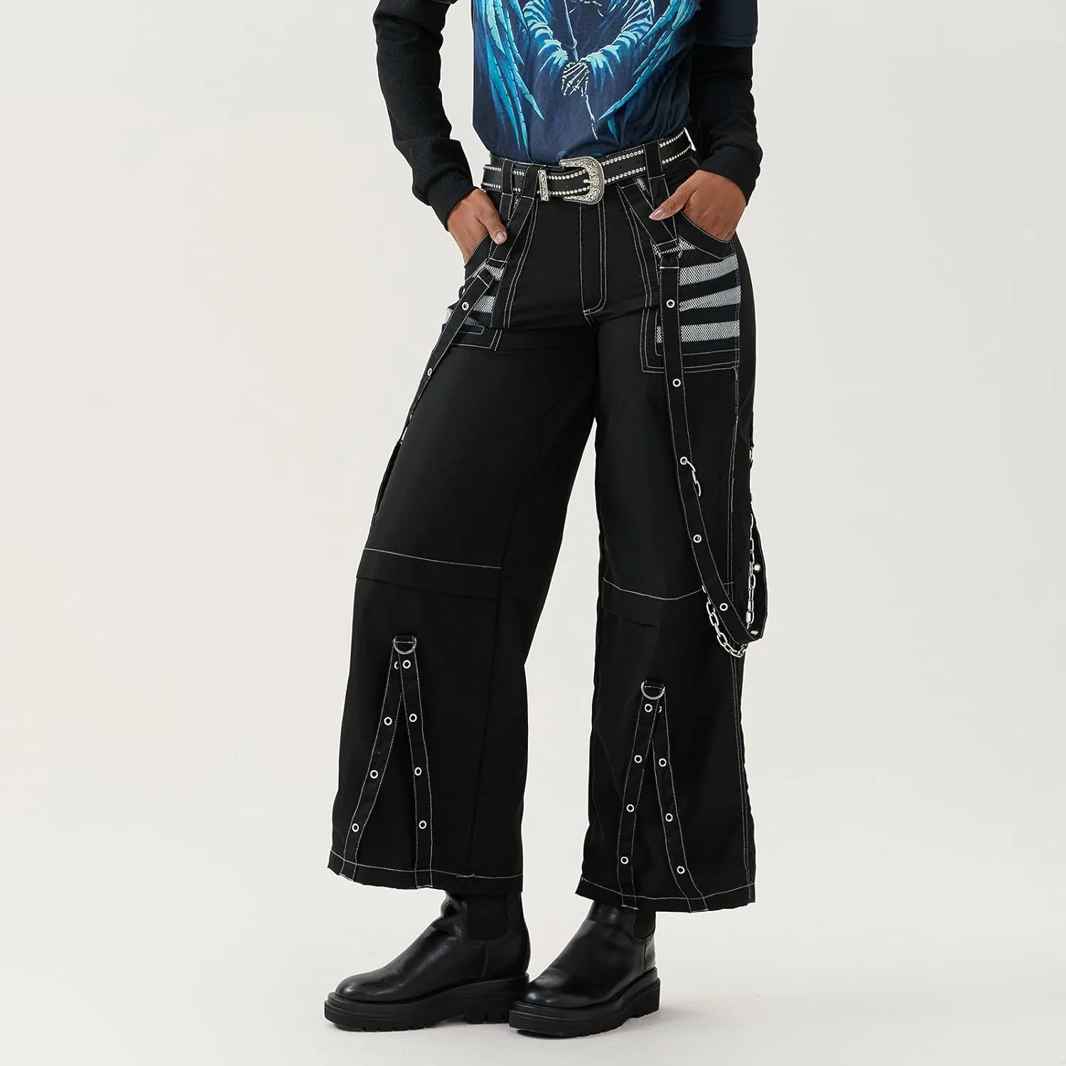 Women Vintage Baggy Jeans Grunge Gothic Tripp Pants Punk Goth Wide Leg Denim Pants Y2k Loose Casual Jeans Streetwear