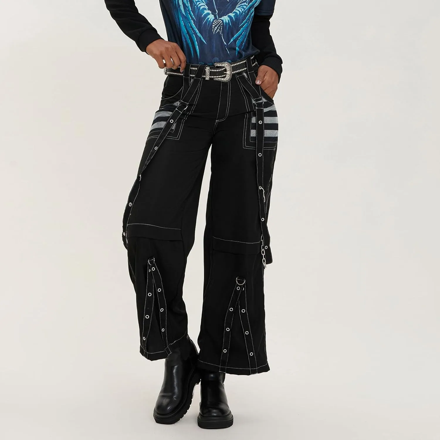 Women Vintage Baggy Jeans Grunge Gothic Tripp Pants Punk Goth Wide Leg Denim Pants Y2k Loose Casual Jeans Streetwear