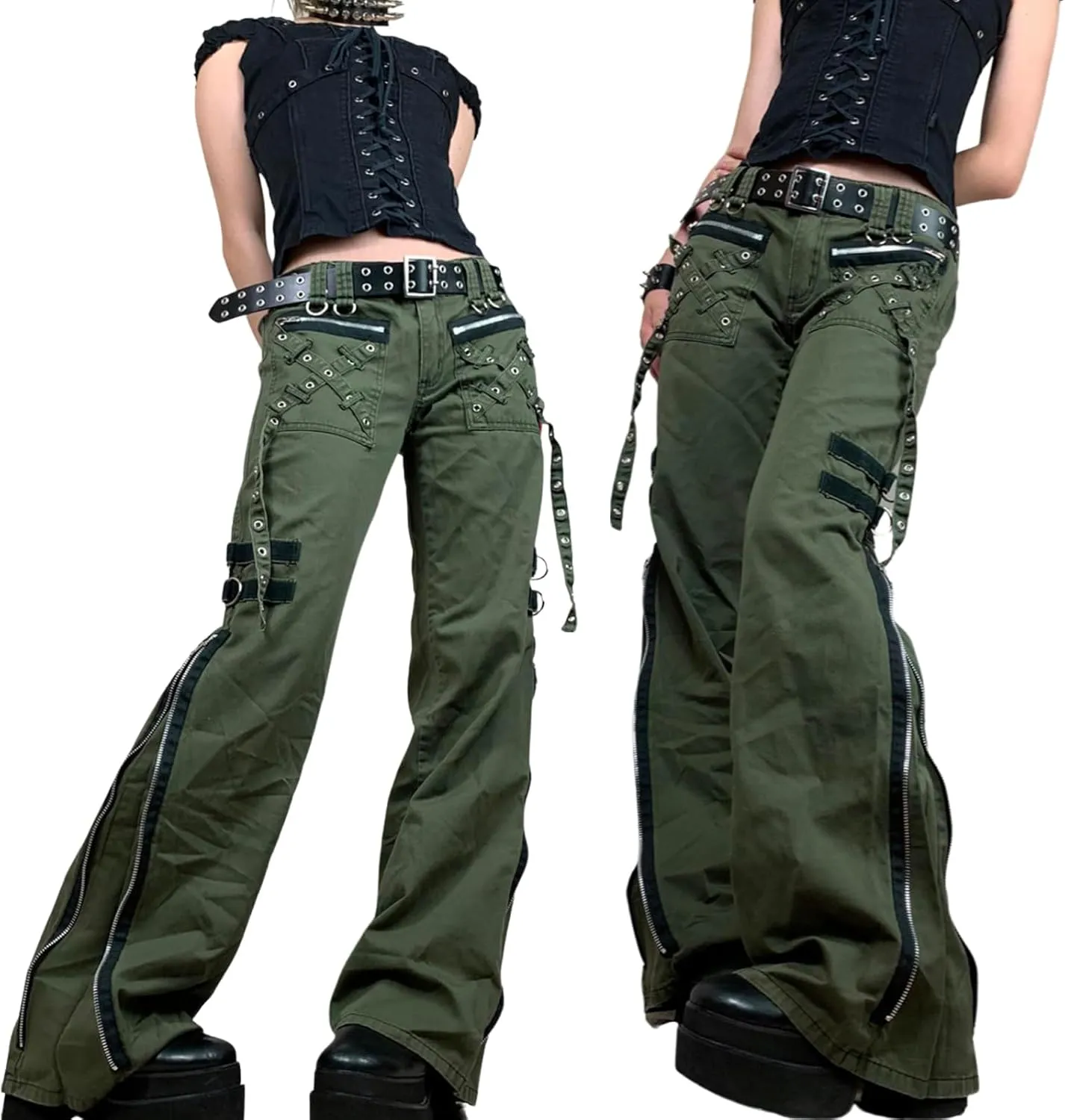 Women Vintage Baggy Jeans Grunge Gothic Tripp Pants Punk Goth Wide Leg Denim Pants Y2k Loose Casual Jeans Streetwear