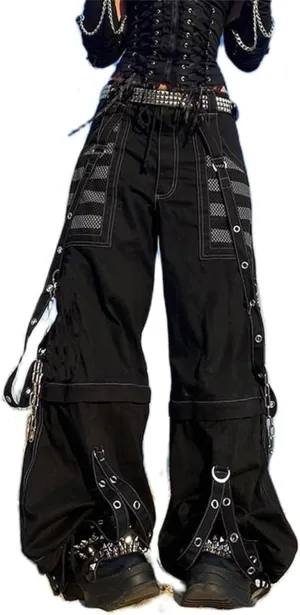 Women Vintage Baggy Jeans Grunge Gothic Tripp Pants Punk Goth Wide Leg Denim Pants Y2k Loose Casual Jeans Streetwear