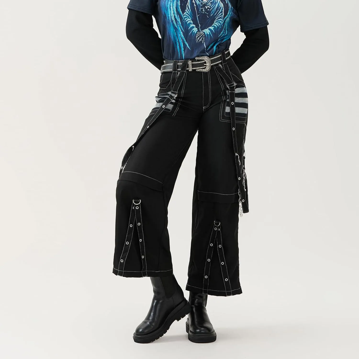 Women Vintage Baggy Jeans Grunge Gothic Tripp Pants Punk Goth Wide Leg Denim Pants Y2k Loose Casual Jeans Streetwear