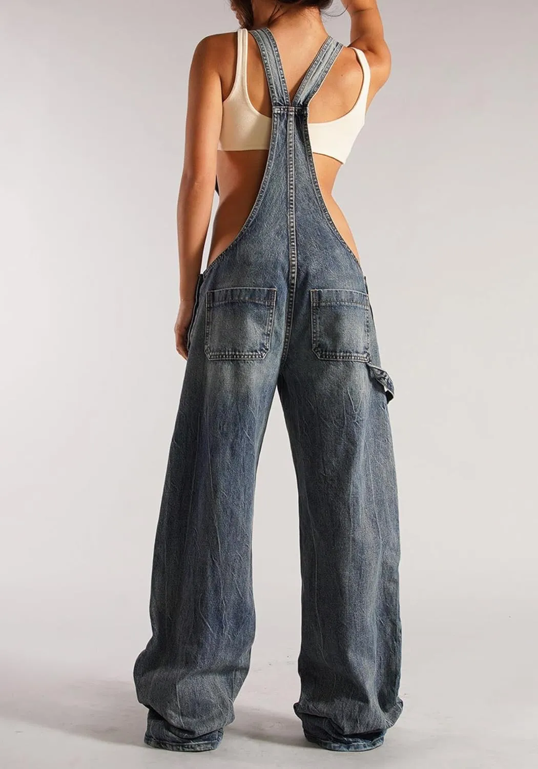 Womens Denim Overalls Loose Fit Wide Leg Baggy Jeans Overalls Y2k 2025 Denim Jumpsuit