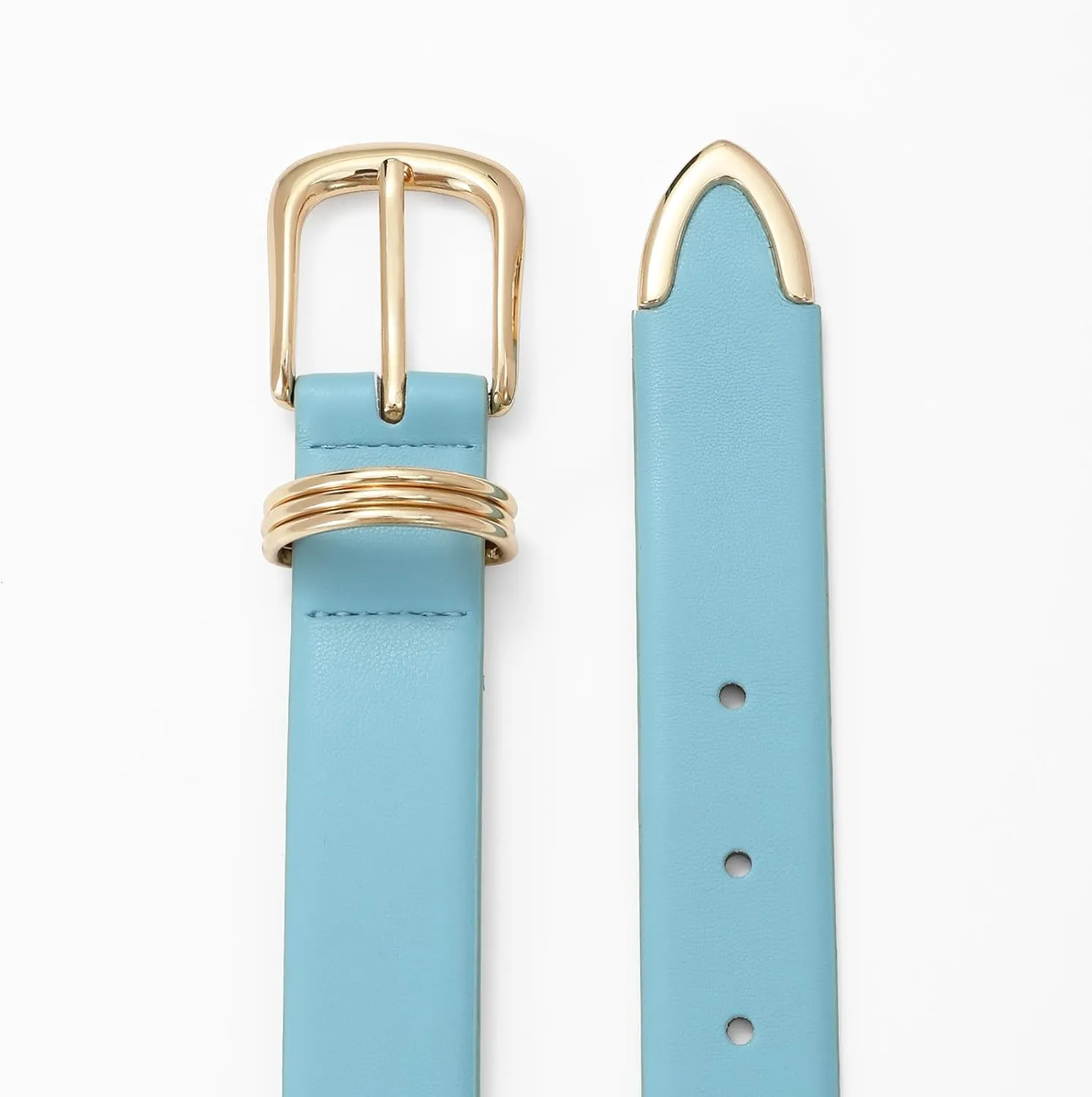 Women's Leather Belts with Gold Buckle Fashion Leather Waist Belt Elegant Ladies Belts for Jeans Dress & Casual Wear