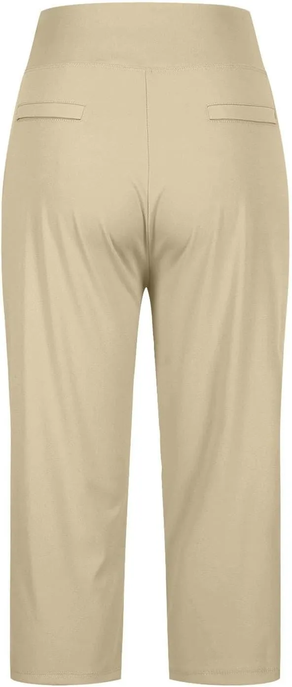 Women's Summer Capri Pants High Waisted Stretch Cropped Trousers Casual Comfortable Yoga Workout Wear Pure Color